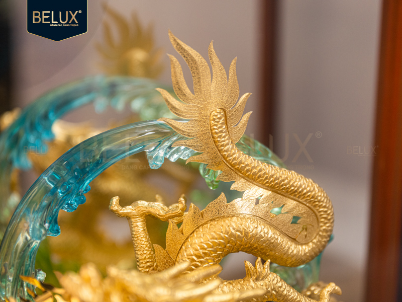 Tượng Rồng Vòng Ngọc dát vàng 24k&nbsp;29x17x34cm